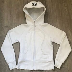 Lululemon Scuba Hoodie Jacket Full Zip White Pockets Womens Size 4